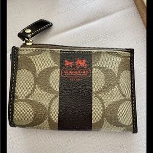 Coach Canvas Coin / Key Bag  with Black and Red Accents